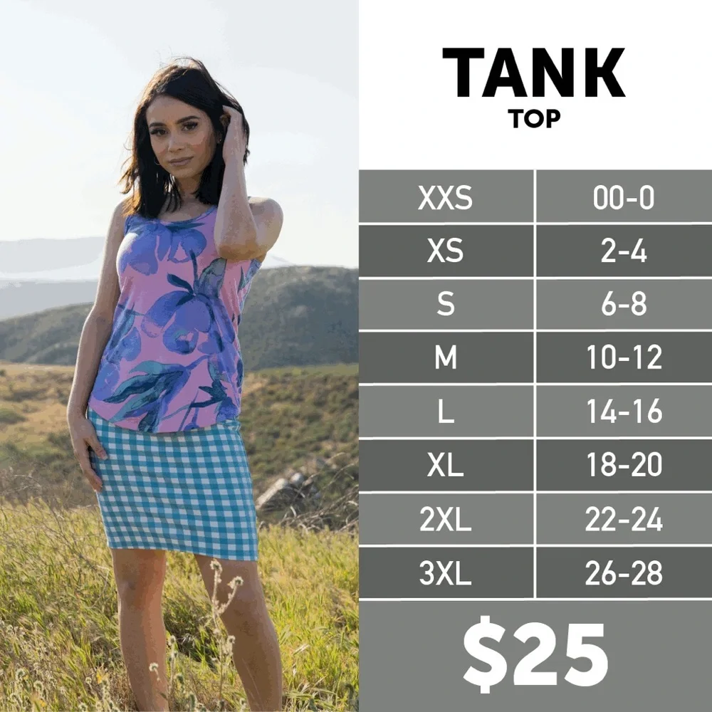 Bright Blue Tank Top (xxs vintage LuLaRoe LLR) - Picture 4 of 5